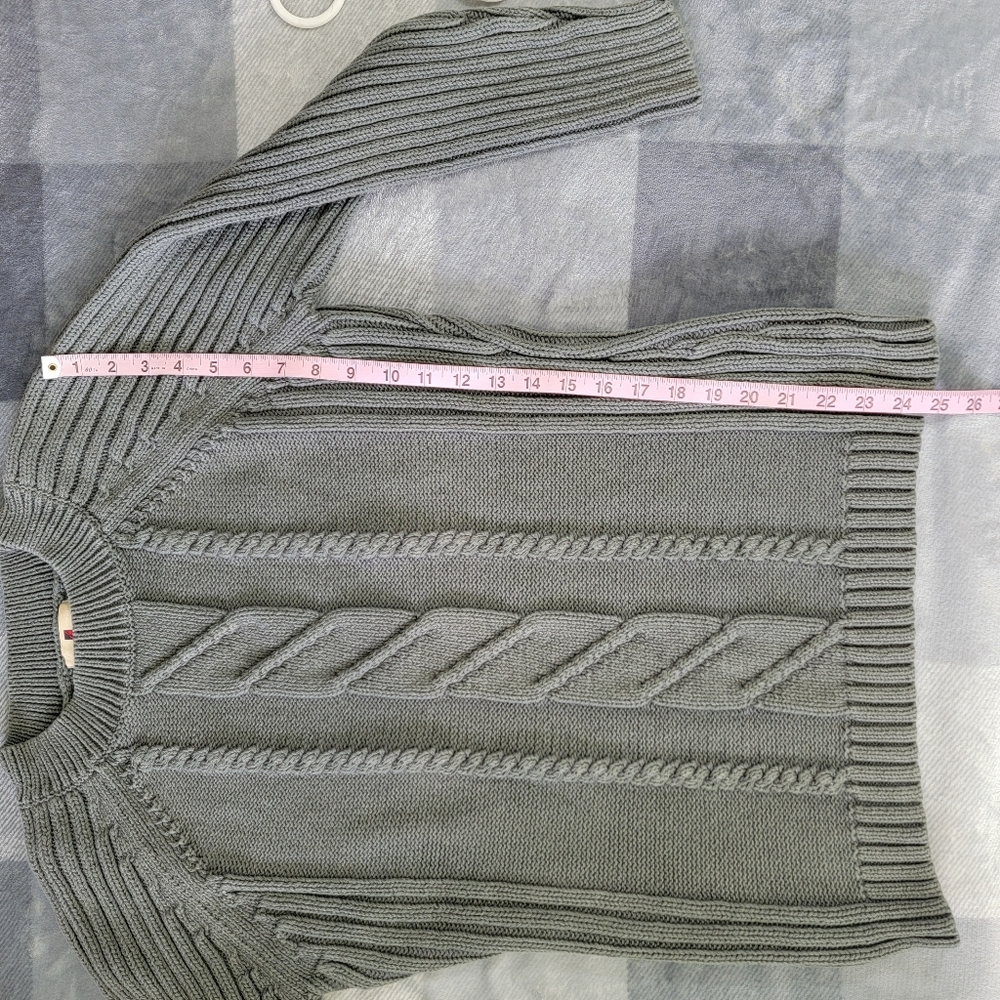 Woolrich 100% Cotton Women's Chunky Cable Knit Sweater Fall Winter Gray Size M - Picture 10 of 10